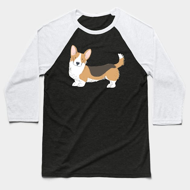 Corgi Illuatration Baseball T-Shirt by JunkyDotCom